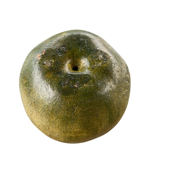 VTG Green Apple Glazed Ceramic Granny Smith Apple Sparkle Stem Leaf Granny Core - Picture 4 of 6
